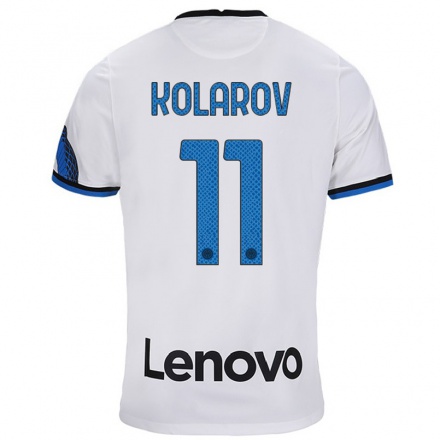 Kinder Fußball Aleksandar Kolarov #11 Weiß Blau Auswärtstrikot Trikot 2021/22 T-Shirt