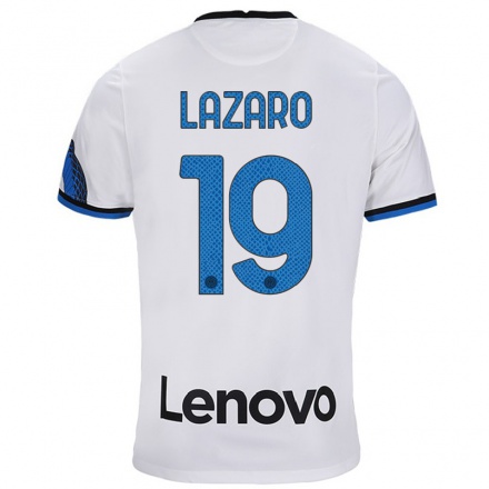 Kinder Fußball Valentino Lazaro #19 Weiß Blau Auswärtstrikot Trikot 2021/22 T-Shirt