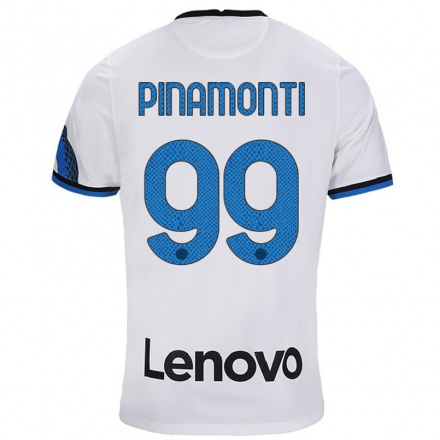 Kinder Fußball Andrea Pinamonti #99 Weiß Blau Auswärtstrikot Trikot 2021/22 T-Shirt
