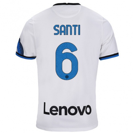 Kinder Fußball Irene Santi #6 Weiß Blau Auswärtstrikot Trikot 2021/22 T-shirt