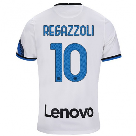 Kinder Fußball Alice Regazzoli #10 Weiß Blau Auswärtstrikot Trikot 2021/22 T-Shirt