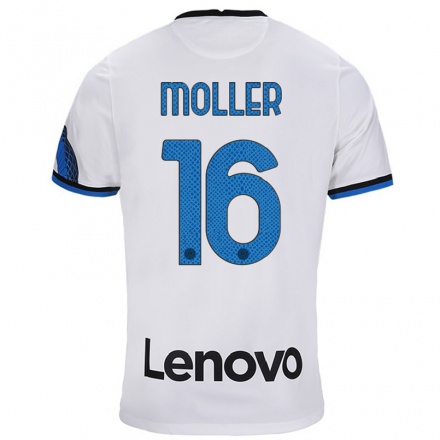 Kinder Fußball Caroline Moller #16 Weiß Blau Auswärtstrikot Trikot 2021/22 T-Shirt