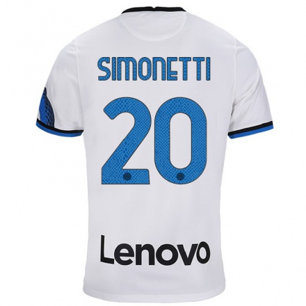 Kinder Fußball Flaminia Simonetti #20 Weiß Blau Auswärtstrikot Trikot 2021/22 T-shirt