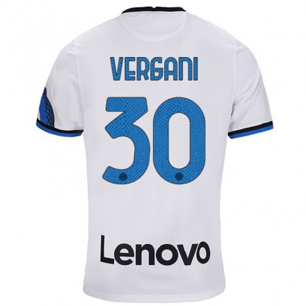 Kinder Fußball Bianca Vergani #30 Weiß Blau Auswärtstrikot Trikot 2021/22 T-Shirt