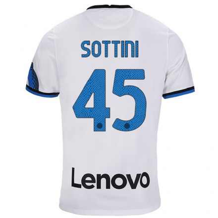 Kinder Fußball Edoardo Sottini #45 Weiß Blau Auswärtstrikot Trikot 2021/22 T-shirt