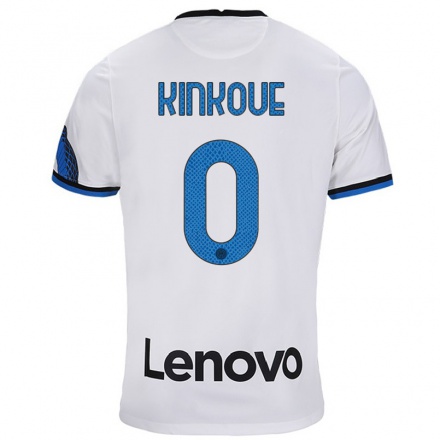 Kinder Fußball Etienne Youte Kinkoue #0 Weiß Blau Auswärtstrikot Trikot 2021/22 T-shirt