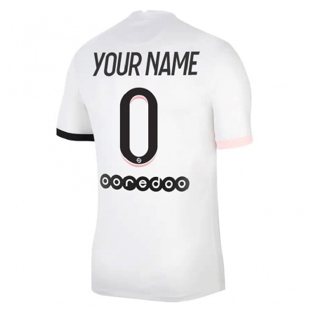 Kinder Fußball Dein Name #0 Weiß Rosa Auswärtstrikot Trikot 2021/22 T-Shirt