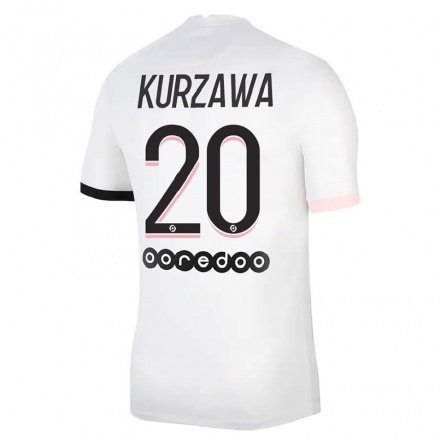 Kinder Fußball Layvin Kurzawa #20 Weiß Rosa Auswärtstrikot Trikot 2021/22 T-Shirt