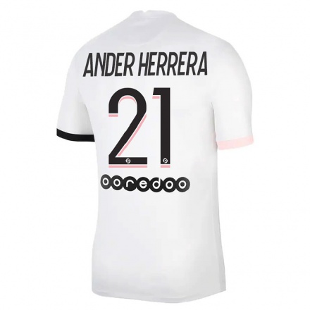 Kinder Fußball Ander Herrera #21 Weiß Rosa Auswärtstrikot Trikot 2021/22 T-Shirt