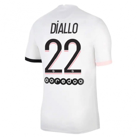 Kinder Fußball Abdou Diallo #22 Weiß Rosa Auswärtstrikot Trikot 2021/22 T-Shirt