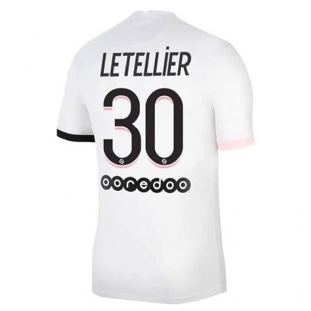 Kinder Fußball Alexandre Letellier #30 Weiß Rosa Auswärtstrikot Trikot 2021/22 T-Shirt