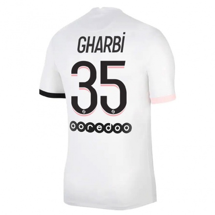 Kinder Fußball Ismael Gharbi #35 Weiß Rosa Auswärtstrikot Trikot 2021/22 T-Shirt