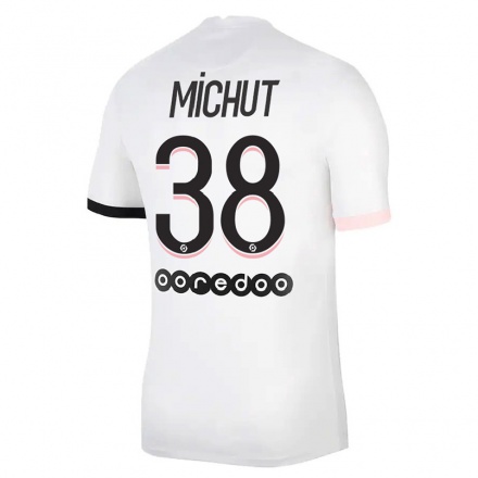 Kinder Fußball Edouard Michut #38 Weiß Rosa Auswärtstrikot Trikot 2021/22 T-Shirt