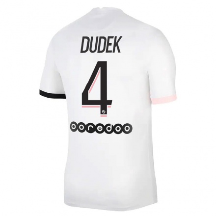 Kinder Fußball Paulina Dudek #4 Weiß Rosa Auswärtstrikot Trikot 2021/22 T-Shirt