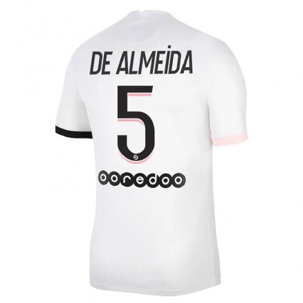 Kinder Fußball Elisa de Almeida #5 Weiß Rosa Auswärtstrikot Trikot 2021/22 T-Shirt