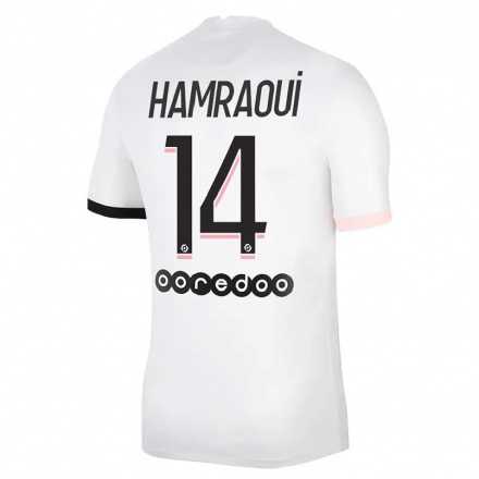 Kinder Fußball Kheira Hamraoui #14 Weiß Rosa Auswärtstrikot Trikot 2021/22 T-Shirt