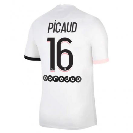 Kinder Fußball Constance Picaud #16 Weiß Rosa Auswärtstrikot Trikot 2021/22 T-Shirt