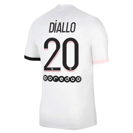 Kinder Fußball Aminata Diallo #20 Weiß Rosa Auswärtstrikot Trikot 2021/22 T-Shirt
