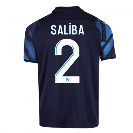 Kinder Fußball William Saliba #2 Dunkelblau Auswärtstrikot Trikot 2021/22 T-Shirt