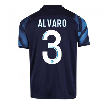 Kinder Fußball Alvaro Gonzalez #3 Dunkelblau Auswärtstrikot Trikot 2021/22 T-Shirt