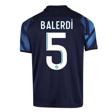 Kinder Fußball Leonardo Balerdi #5 Dunkelblau Auswärtstrikot Trikot 2021/22 T-Shirt