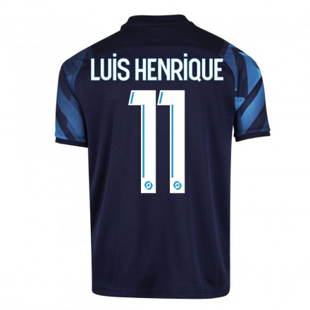 Kinder Fußball Luis Henrique #11 Dunkelblau Auswärtstrikot Trikot 2021/22 T-Shirt