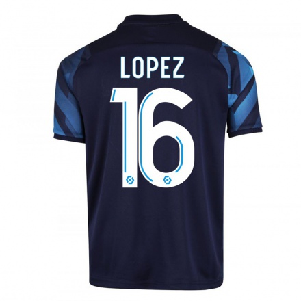 Kinder Fußball Pau Lopez #16 Dunkelblau Auswärtstrikot Trikot 2021/22 T-shirt