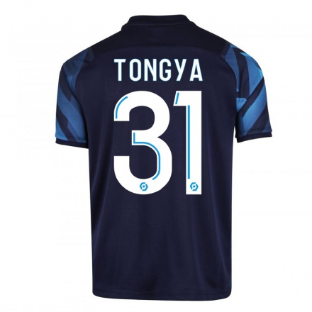 Kinder Fußball Franco Tongya #31 Dunkelblau Auswärtstrikot Trikot 2021/22 T-Shirt
