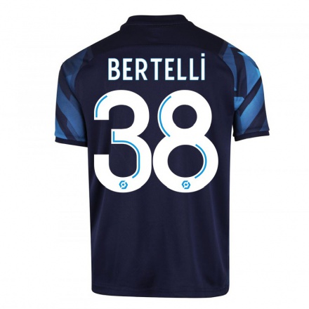 Kinder Fußball Ugo Bertelli #38 Dunkelblau Auswärtstrikot Trikot 2021/22 T-Shirt