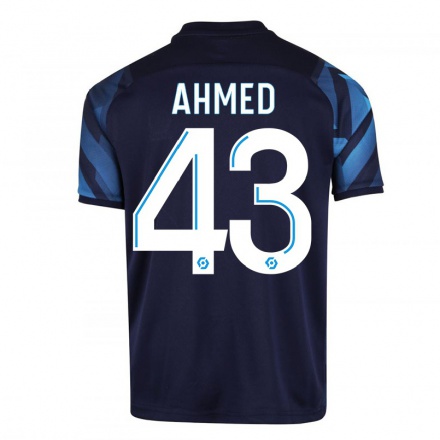 Kinder Fußball Nassim Ahmed #43 Dunkelblau Auswärtstrikot Trikot 2021/22 T-Shirt