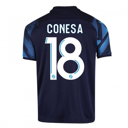 Kinder Fußball Anna Conesa #18 Dunkelblau Auswärtstrikot Trikot 2021/22 T-Shirt