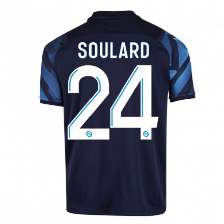 Kinder Fußball Amandine Soulard #24 Dunkelblau Auswärtstrikot Trikot 2021/22 T-Shirt