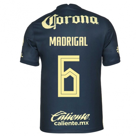Kinder Fußball Fernando Madrigal #6 Navy Blau Auswärtstrikot Trikot 2021/22 T-Shirt