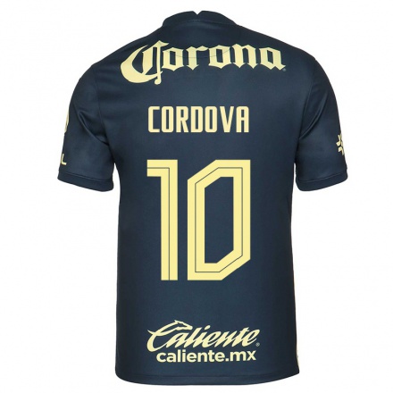Kinder Fußball Sebastian Cordova #10 Navy Blau Auswärtstrikot Trikot 2021/22 T-Shirt