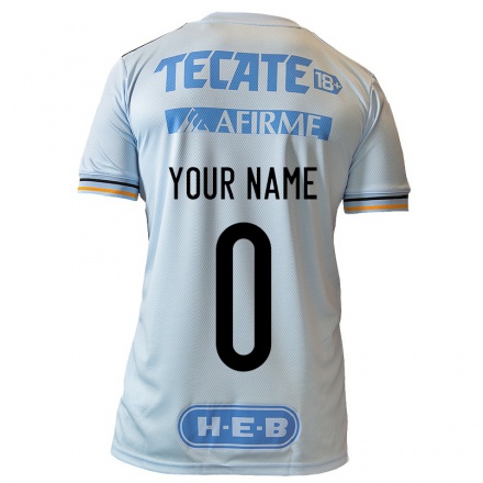 Kinder Fußball Dein Name #0 Hellblau Auswärtstrikot Trikot 2021/22 T-Shirt
