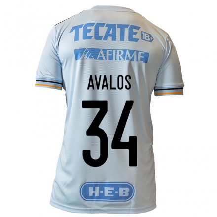 Kinder Fußball Erick Avalos #34 Hellblau Auswärtstrikot Trikot 2021/22 T-Shirt