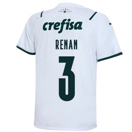 Kinder Fußball Renan #3 Weiß Auswärtstrikot Trikot 2021/22 T-Shirt