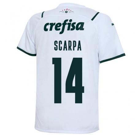 Kinder Fußball Gustavo Scarpa #14 Weiß Auswärtstrikot Trikot 2021/22 T-Shirt