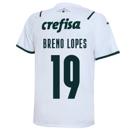 Kinder Fußball Breno Lopes #19 Weiß Auswärtstrikot Trikot 2021/22 T-shirt