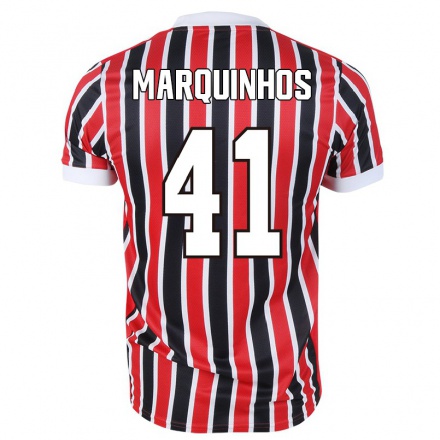Kinder Fußball Marquinhos #41 Rot Schwarz Auswärtstrikot Trikot 2021/22 T-Shirt