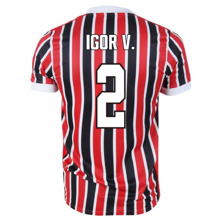 Kinder Fußball Igor Vinicius #2 Rot Schwarz Auswärtstrikot Trikot 2021/22 T-Shirt