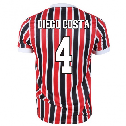 Kinder Fußball Diego Costa #4 Rot Schwarz Auswärtstrikot Trikot 2021/22 T-Shirt