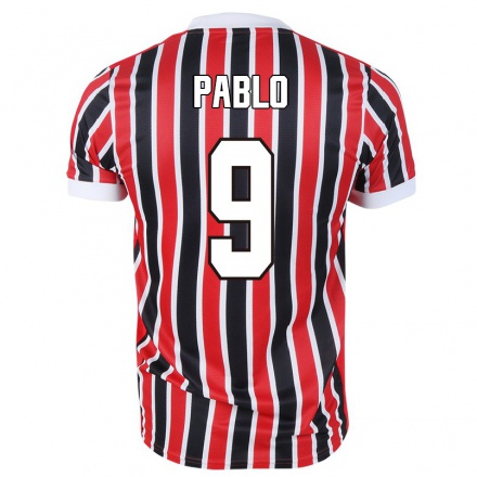 Kinder Fußball Pablo #9 Rot Schwarz Auswärtstrikot Trikot 2021/22 T-Shirt