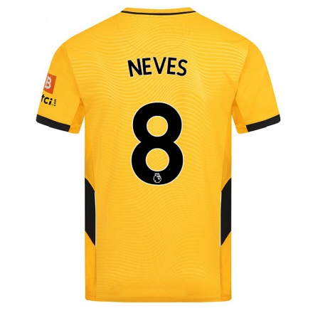 Kinder Fußball Ruben Neves #8 Gelb Heimtrikot Trikot 2021/22 T-Shirt