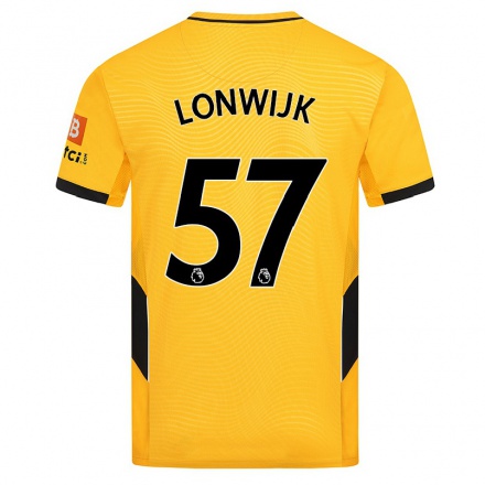 Kinder Fußball Nigel Lonwijk #57 Gelb Heimtrikot Trikot 2021/22 T-Shirt