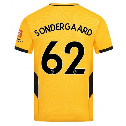 Kinder Fußball Andreas Sondergaard #62 Gelb Heimtrikot Trikot 2021/22 T-Shirt