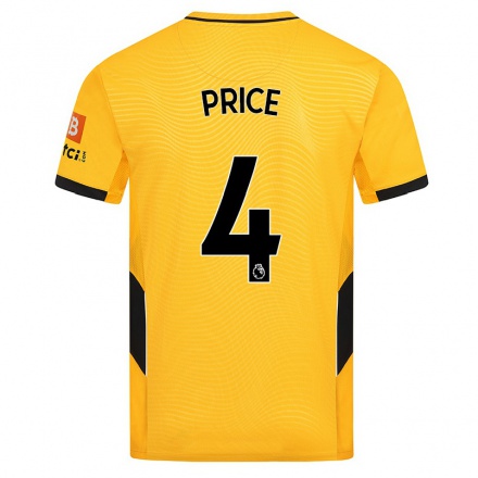 Kinder Fußball Anna Price #4 Gelb Heimtrikot Trikot 2021/22 T-Shirt
