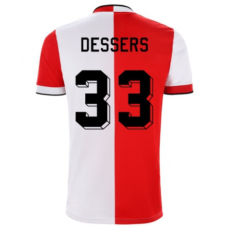 Kinder Fußball Cyriel Dessers #33 Rot Weiß Heimtrikot Trikot 2021/22 T-Shirt