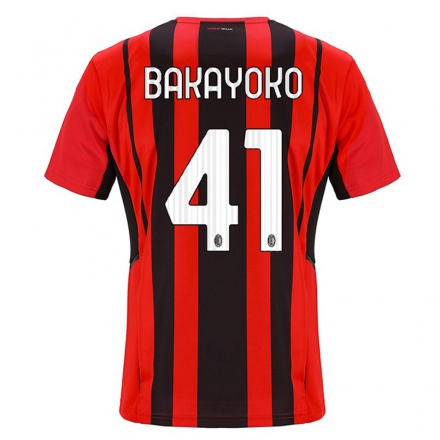 Kinder Fußball Tiemoue Bakayoko #41 Rot Schwarz Heimtrikot Trikot 2021/22 T-shirt