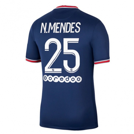 Kinder Fußball Nuno Mendes #25 Kastanienbraun Heimtrikot Trikot 2021/22 T-Shirt